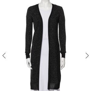 Rag & Bone Black Shimmer Open Front Long Cardigan
